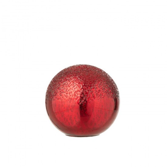 J Line Boule Led Craquelé Verre Rouge Noël Small L16xB16xH15 cm Jline 55213 by Jolipa 55213.