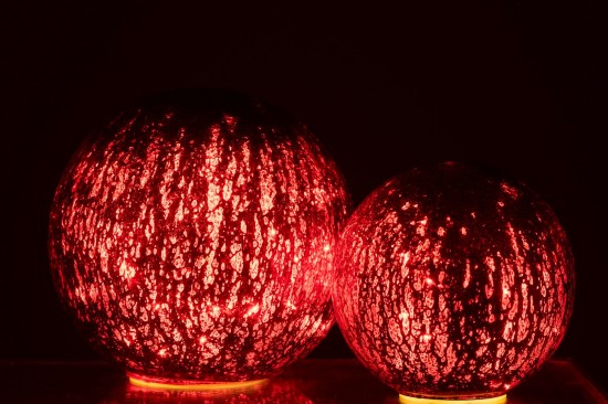 J-Line J Line hivers Boule Led Craquelé Verre Rouge Noël Large.