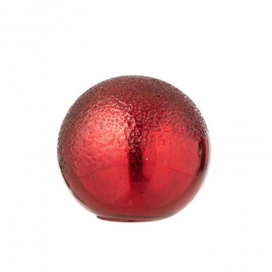 J Line Boule Led Craquelé Verre Rouge Noël Large L20xB20xH19 cm Jline 55214 by Jolipa 55214.