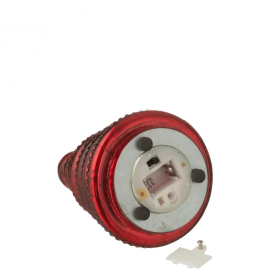 Jolipa Boite De 3 Arbre Led Cotelé Verre Rouge Noël.