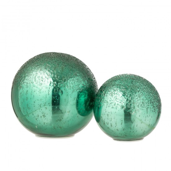 Jolipa Boule Led Craquelé Verre Vert Large.