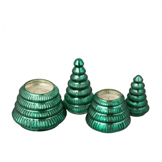 J-Line J Line bougies parfumées Jolipa Bougie Parfumée Arbre Cotelé Verre Vert Large.