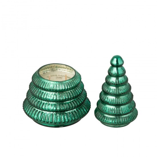 J Line Bougie Parfumée Arbre Cotelé Verre Vert Large L13xB13xH22 cm Jline 55229 by Jolipa 55229.