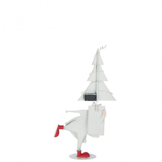 Jolipa Père Noël Led Arbre Fer Rouge Noël Blanc Small.