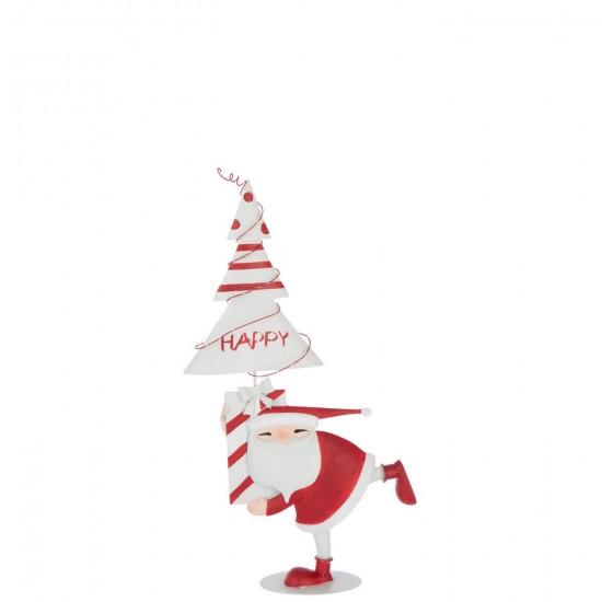 J Line Père Noël Led Arbre Fer Rouge Noël Blanc Small L36xB11xH66 cm Jline 55276 by Jolipa 55276.