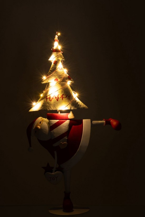 J-Line J Line peres noël Jolipa Père Noël Led Arbre Fer Rouge Noël Blanc Large.