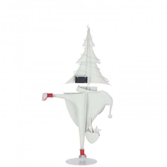 Jolipa Père Noël Led Arbre Fer Rouge Noël Blanc Large.