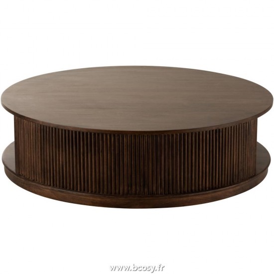 J-Line tables de salon basse Jolipa Jline Table De Salon Reyi Sur Roues Bois De Manguier Brun Fonce