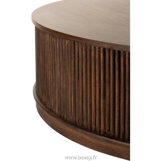 Jolipa Jline Table De Salon Reyi Sur Roues Bois De Manguier Brun Fonce