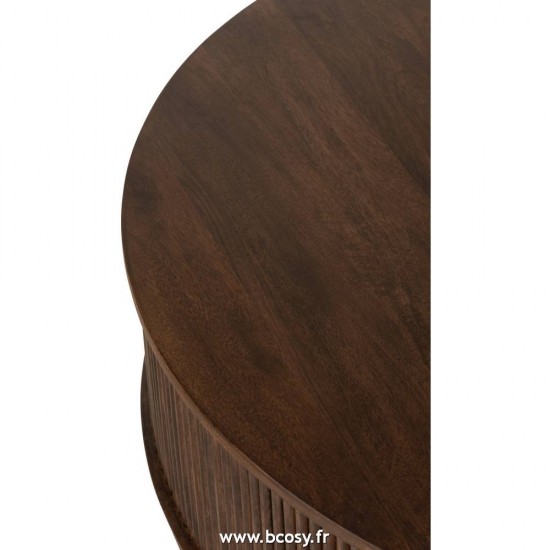 J-Line tables de salon basse Table De Salon Reyi Sur Roues Bois De Manguier Brun Fonce