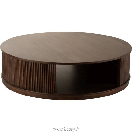 J Line Table De Salon Reyi Sur Roues Bois De Manguier Brun Fonce 120 Jline 5528 by Jolipa 5528