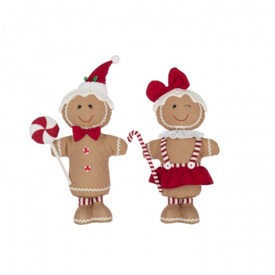 J Line Pain D'Épice Garçon Fille Canne Bonbon Polyester Camel Rouge Noël L31xB10xH58 cm Jline 55290 by Jolipa 55290 Assortimen.