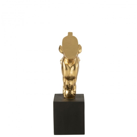 Jolipa Cheval Sur Base Polyrésine Doré Noir Small.