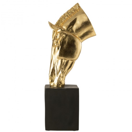 J-Line J Line cheval chevaux statuettes Jolipa Cheval Sur Base Mgo Doré Noir Large.