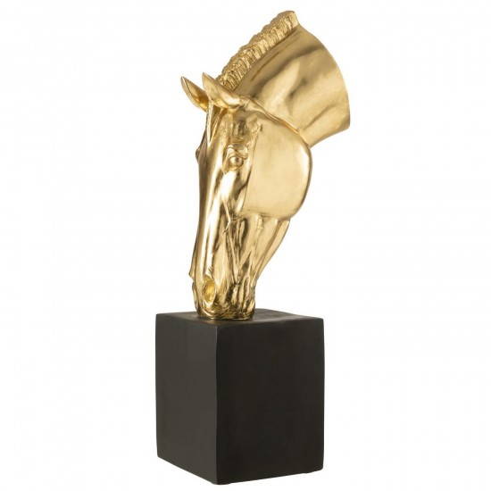 J Line Cheval Sur Base Mgo Doré Noir Large L39xB27xH95 cm Jline 55305 by Jolipa 55305.
