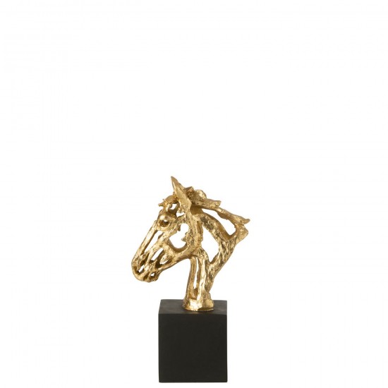 J-Line J Line cheval chevaux statuettes Jolipa Cheval Sur Base Polyrésine Doré Noir Small.