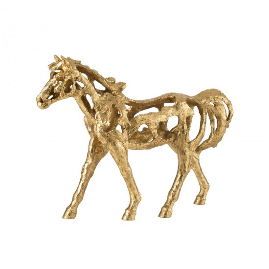 Jolipa Cheval Course Polyrésine Doré Large.