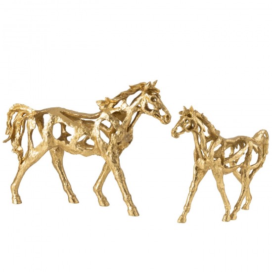 J-Line J Line cheval chevaux statuettes Cheval Course Polyrésine Doré Large.