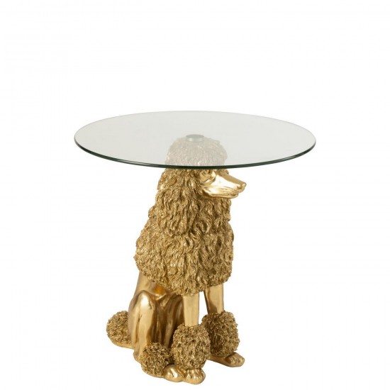 J Line Table D'Appoint Caniche Rond Polyrésine Doré L60xB60xH62 cm Jline 55312 by Jolipa 55312.