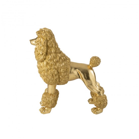 Jolipa Caniche Debout Polyrésine Doré Extra Large.