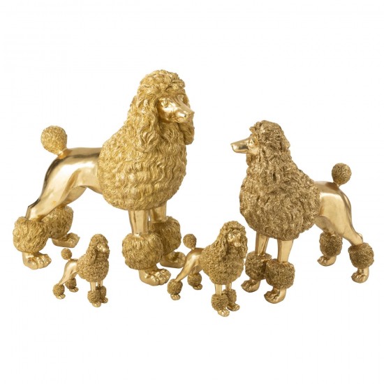 J-Line J Line caniches statuettes Caniche Debout Polyrésine Doré Extra Large.