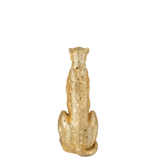 Jolipa Leopard Debout Polyrésine Doré Medium.