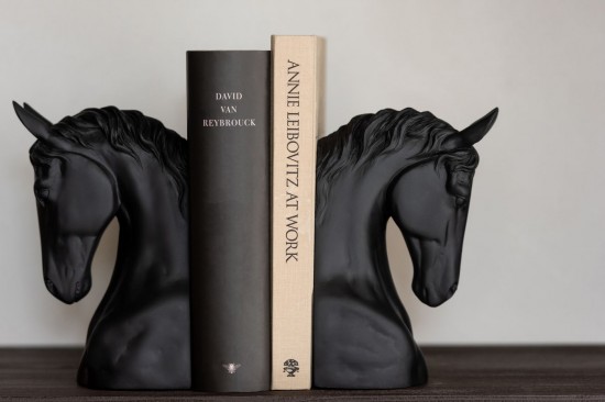 J-Line J Line animal animaux statuettes Set De 2 Serre Livres Cheval Polyrésine Noir.