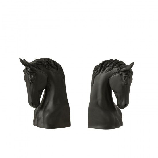 J Line Set De 2 Serre Livres Cheval Polyrésine Noir L13xB11xH21 cm Jline 55320 by Jolipa 55320.