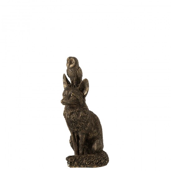 J Line Renard Hibou Polyrésine Bronze L15xB12xH28 cm Jline 55330 by Jolipa 55330.