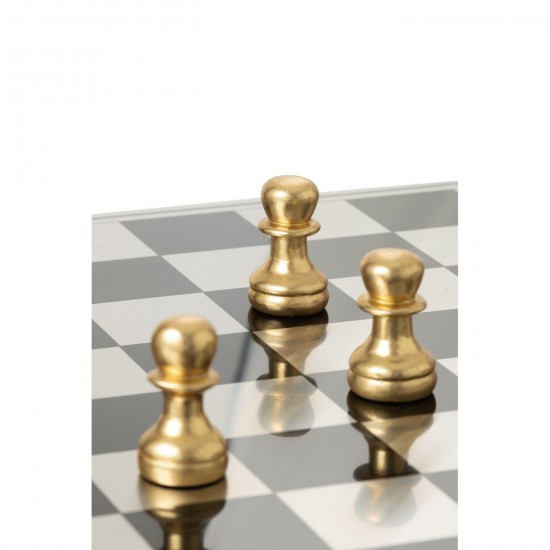 J-Line J Line echiquiers en bois Echiquier Plateau Polyrésine Doré Noir.