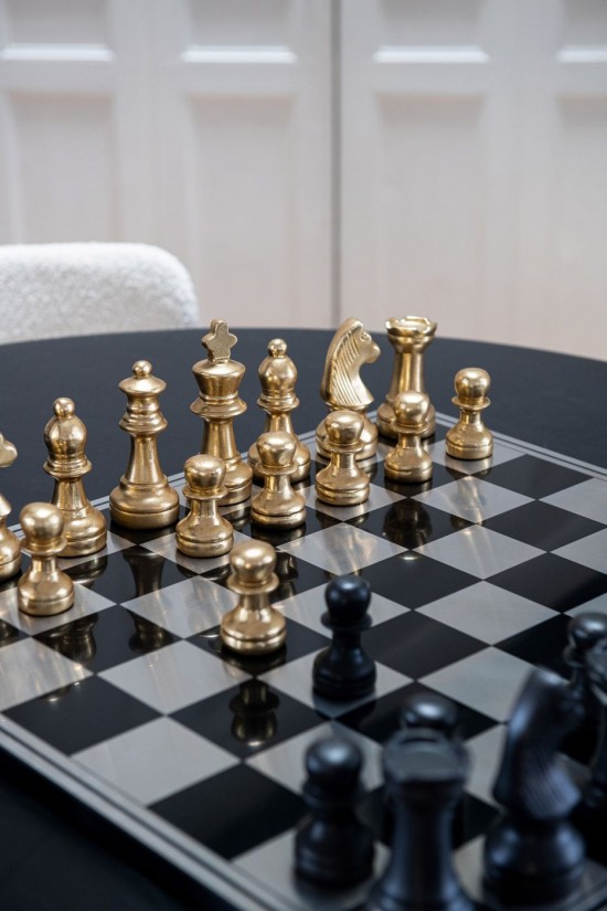 Jolipa Scacchiera Vassoio Poliresina Oro/Bianco.