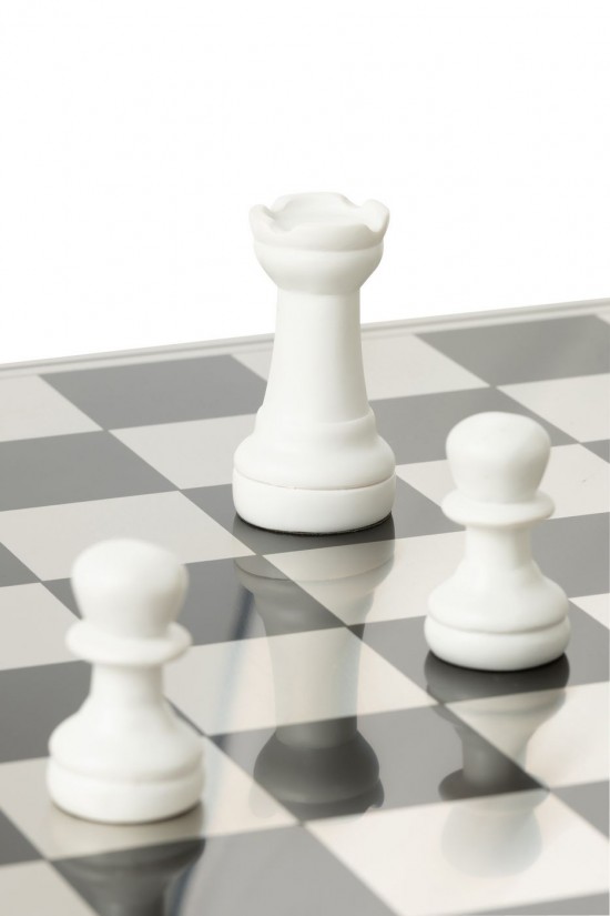 J-Line Scacchiera Vassoio Poliresina Oro/Bianco.