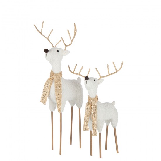 J-Line J Line rennes caribous Renne Foulard Polyester Blanc Doré Large.