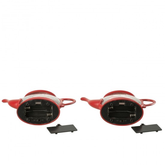 Jolipa Suspension Boule À Neige Théière Plastique Rouge Noël Assortiment De 2.