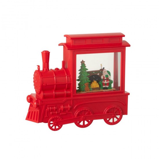 J Line Boule De Neige Locomotive Plastique Rouge Noël L19xB9xH26 cm Jline 55372 by Jolipa 55372.