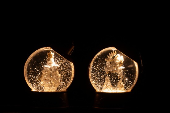 J-Line J Line neiges Jolipa Suspension Boule À Neige Bonhomme Pain D Épice Père Noël Plastique Blanc Assortiment De 2.