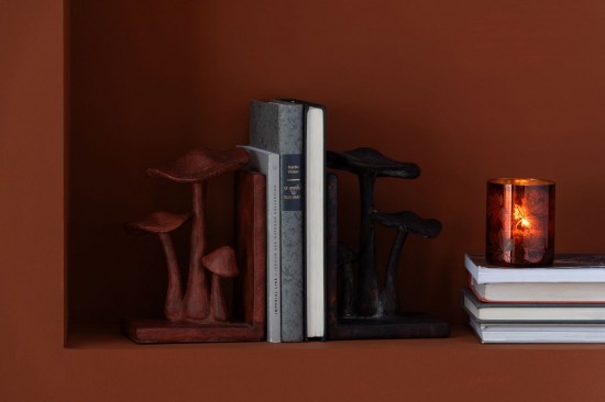 Jolipa Set De 2 Serre Livres Champignon Polyrésine Rouille Noir.