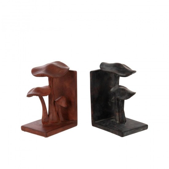 J Line Set De 2 Serre Livres Champignon Polyrésine Rouille Noir L26xB11xH19 cm Jline 55406 by Jolipa 55406.