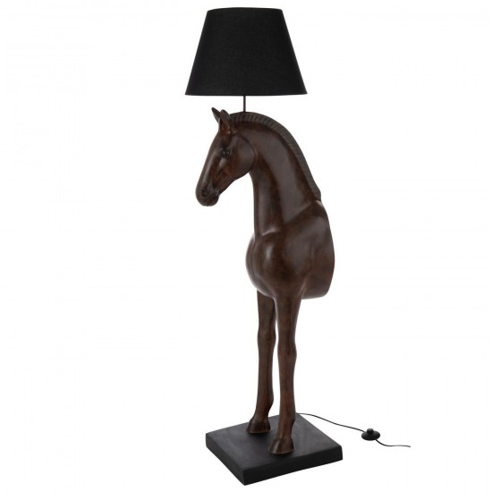 J Line Lampadaire Cheval Face Polyrésine Marron Foncé L47xB40xH153 cm Jline 55410 by Jolipa 55410.