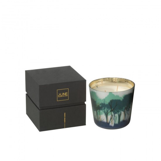 J Line Bougie Parfumée Noa Forêt Soja Vert Doré Small 50H L13xB13xH13 cm Jline 55415 by Jolipa 55415.