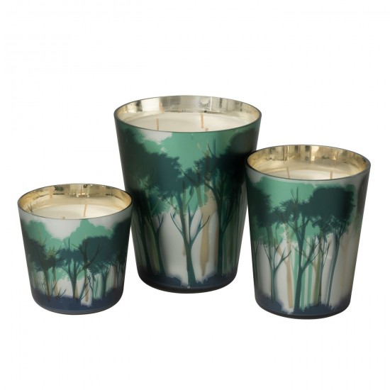 J-Line J Line bougies parfumées Jolipa Bougie Parfumée Noa Forêt Soja Vert Doré Large 95H.