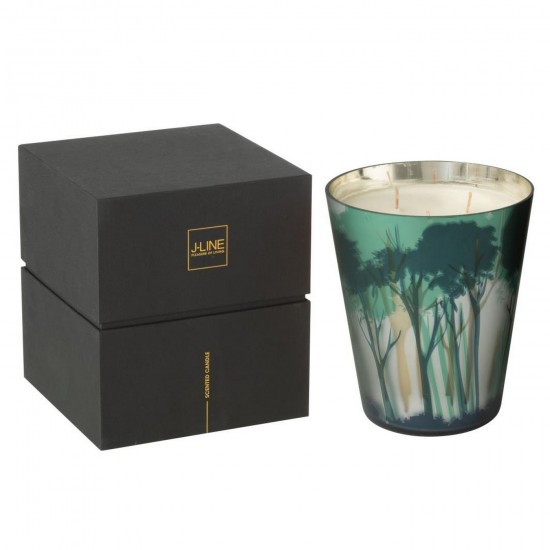 J Line Bougie Parfumée Noa Forêt Soja Vert Doré Large 95H L18xB18xH20 cm Jline 55417 by Jolipa 55417.