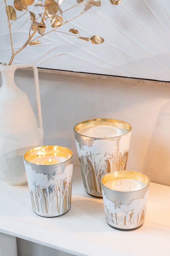 Jolipa Bougie Parfumée Noa Forêt Soja Blanc Doré Large 95H.