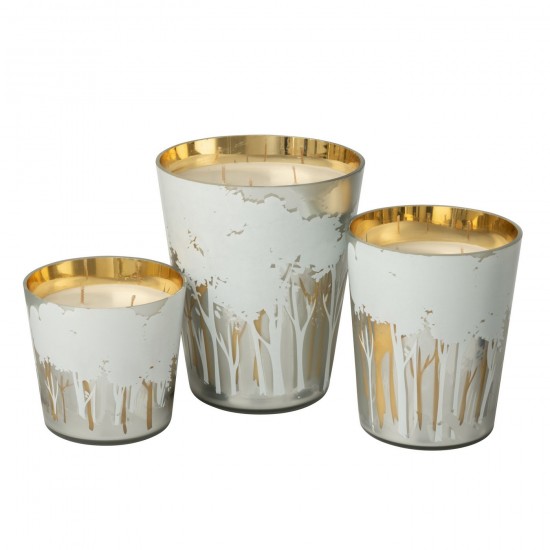 J-Line J Line bougies parfumées Jolipa Bougie Parfumée Noa Forêt Soja Blanc Doré Large 95H.