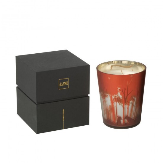 J Line Bougie Parfumée Noa Forêt Soja Rouge Doré Medium 68H L15xB15xH17 cm Jline 55422 by Jolipa 55422.