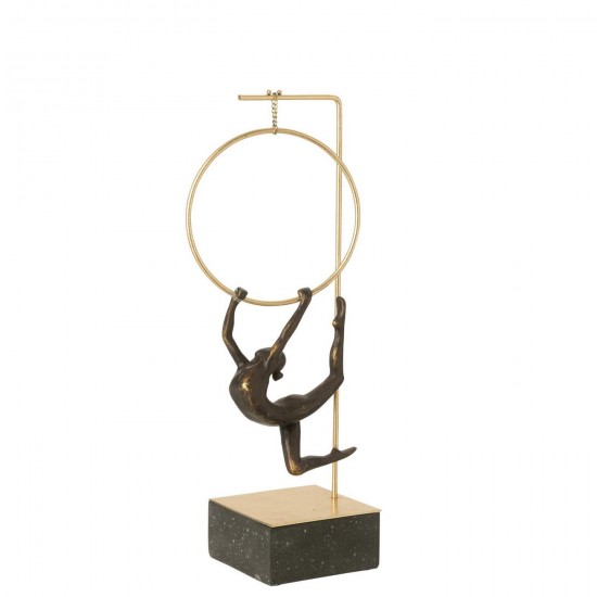 J Line Gymnaste Cerceau Alpha Résine Noir Doré L18xB13xH48 cm Jline 55435 by Jolipa 55435.