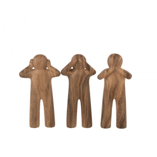 J Line P'Tit Maurice Imitation Bois Polyrésine Camel L16xB7xH30 cm Jline 55445 by Jolipa 55445 Assortiment de 3 pcs.