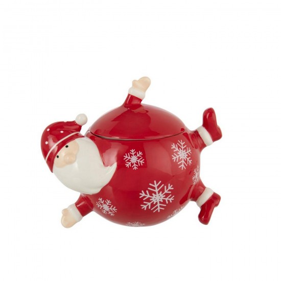 J Line Pot À Provision Père Noël Dolomite Blanc Rouge L22xB15xH18 cm Jline 55518 by Jolipa 55518.