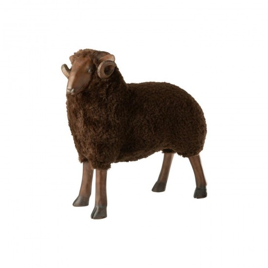 J Line Mouton Cornes Poudre De Chaux Marron L79xB29xH77 cm Jline 55526 by Jolipa 55526.