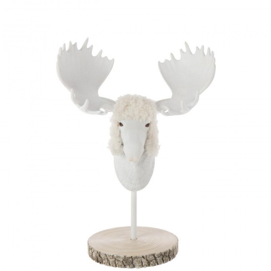 J Line Élan Sur Base Fourrure Poudre De Chaux Écru Blanc L32xB24xH49 cm Jline 55531 by Jolipa 55531.